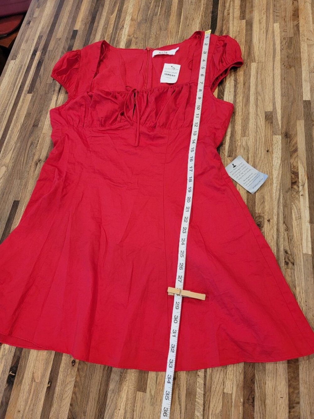 ASTR The Label Red Milkmaid Square Neck Empire Waist Mini Dress - Picture 7 of 14